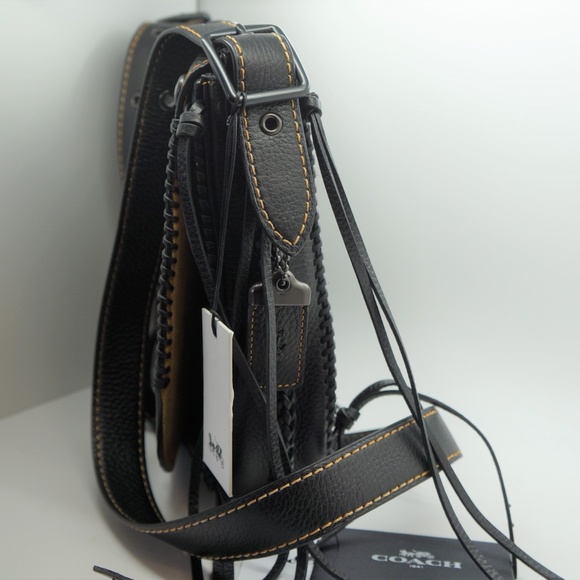 Coach Black Whipstitch Saddle Crossbody Purse - Picture 3 of 8